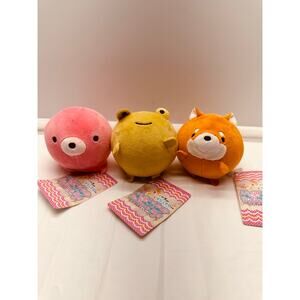 Mugyu-Maro Squeeze Toys Set of 3 Plush Stuffed Squeeze Toys 4" NWT